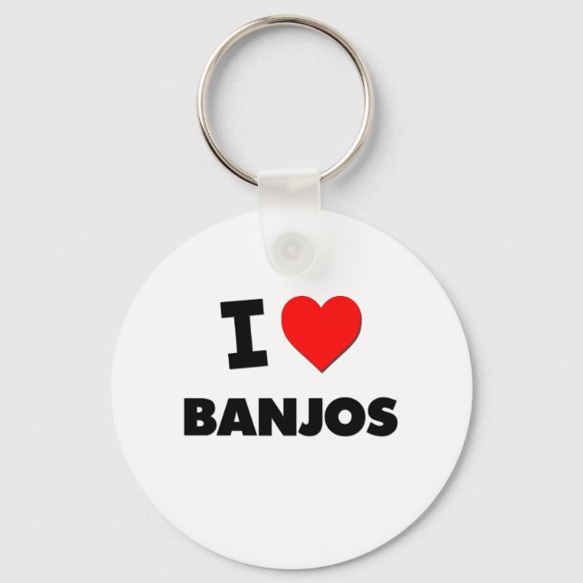 I Love Banjos Key Ring (Front)