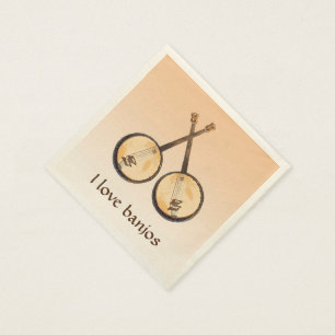 I Love Banjos Music Instruments Paper Napkins