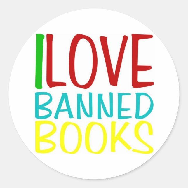 I LOVE BANNED BOOKS OFFICIAL STICKER (Front)