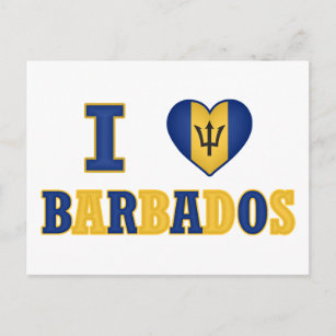 I Love Barbados Heart Flag Design Postcard