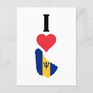 I Love Barbados Vertical I Heart Country Flag Map Postcard
