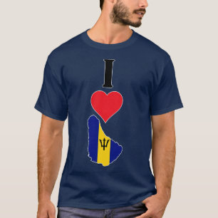 I Love Barbados Vertical I Heart Country Flag Map T-Shirt