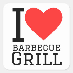 I love barbecue grill square sticker