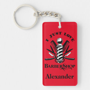 I Love Barbershop Key Ring