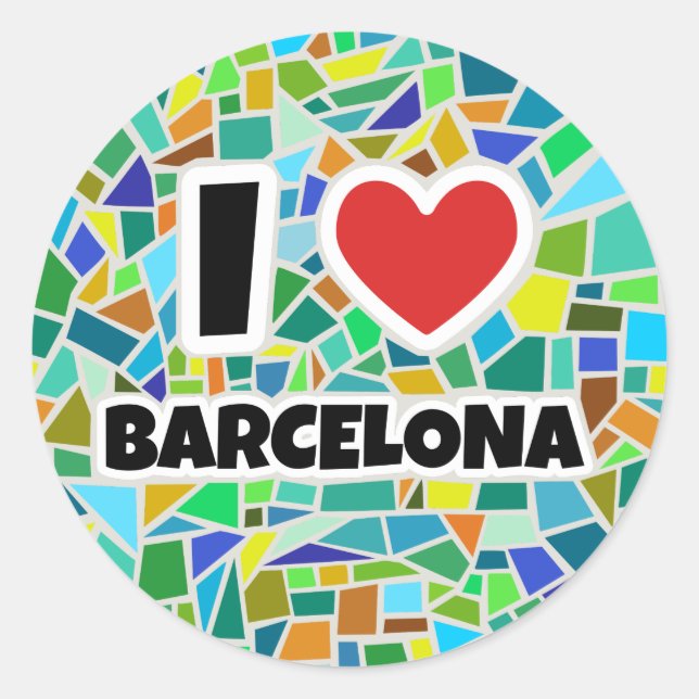 I love Barcelona Classic Round Sticker (Front)