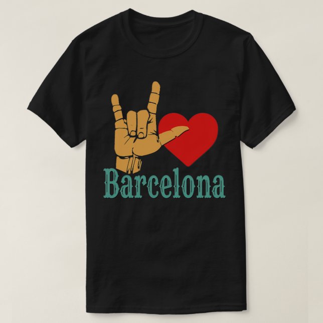 I Love Barcelona Love Sign Gift T-Shirt (Design Front)