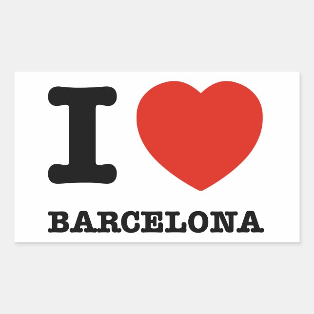 I Love Barcelona Rectangular Sticker (Front)