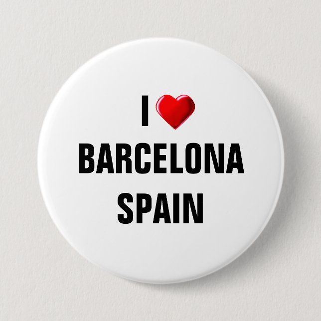 I LOVE BARCELONA, SPAIN 7.5 CM ROUND BADGE (Front)