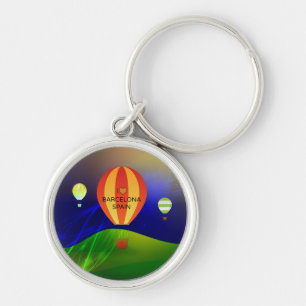 I Love Barcelona Spain Hot Air Balloon Key Ring