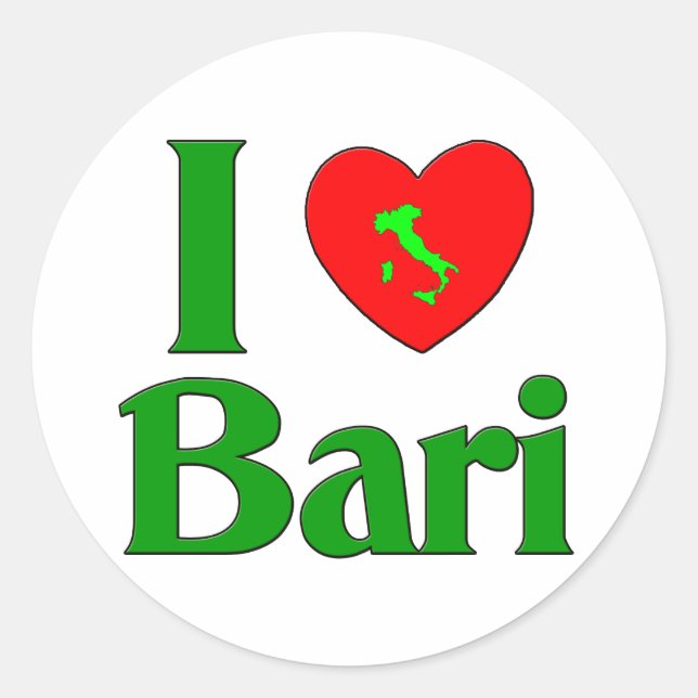I  Love Bari Italy Classic Round Sticker (Front)