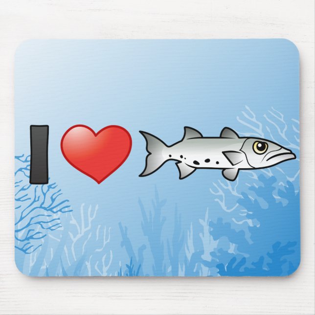 I Love Barracuda Mouse Mat (Front)