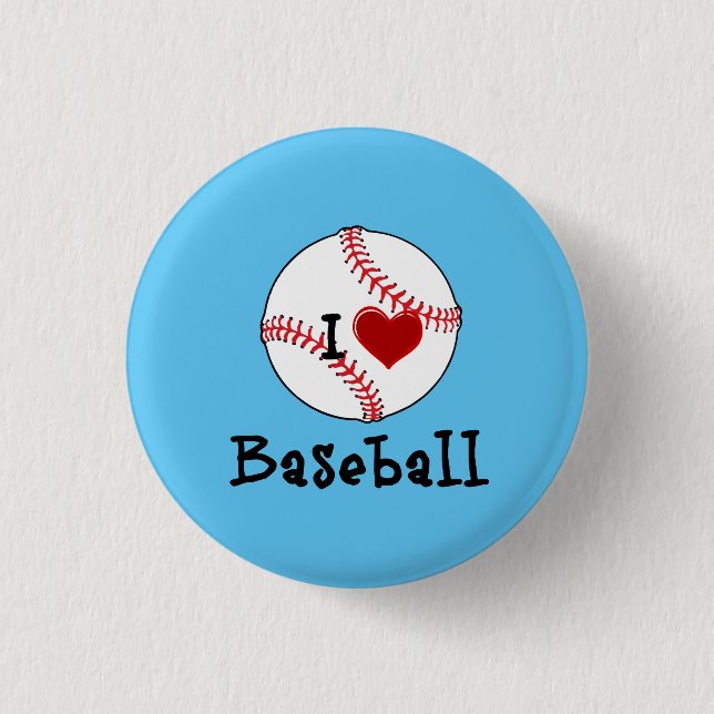 I Love Baseball 3 Cm Round Badge (Front)