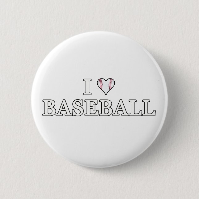 I Love Baseball 6 Cm Round Badge (Front)