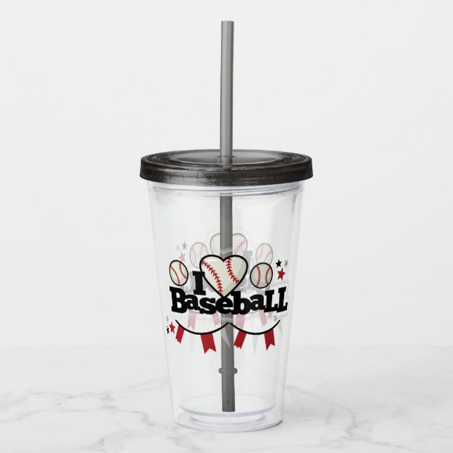I Love Baseball Acrylic Tumbler (Front)