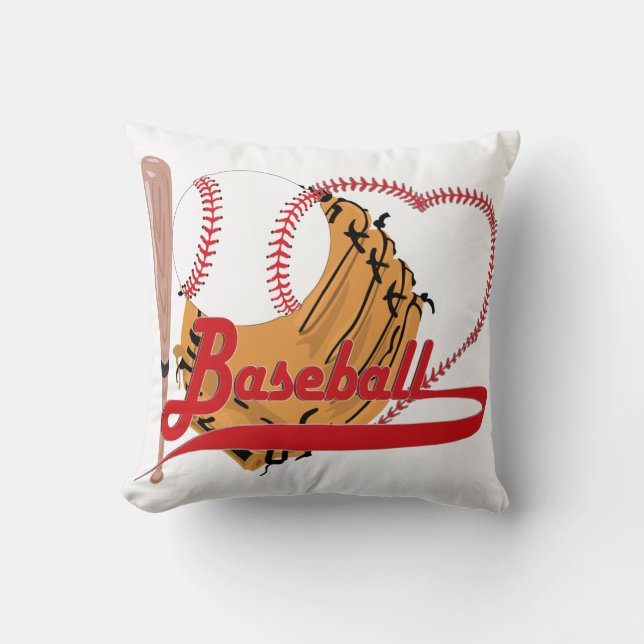 I Love Baseball - Ball, Bat, Baseball Glove Cushion (Front)