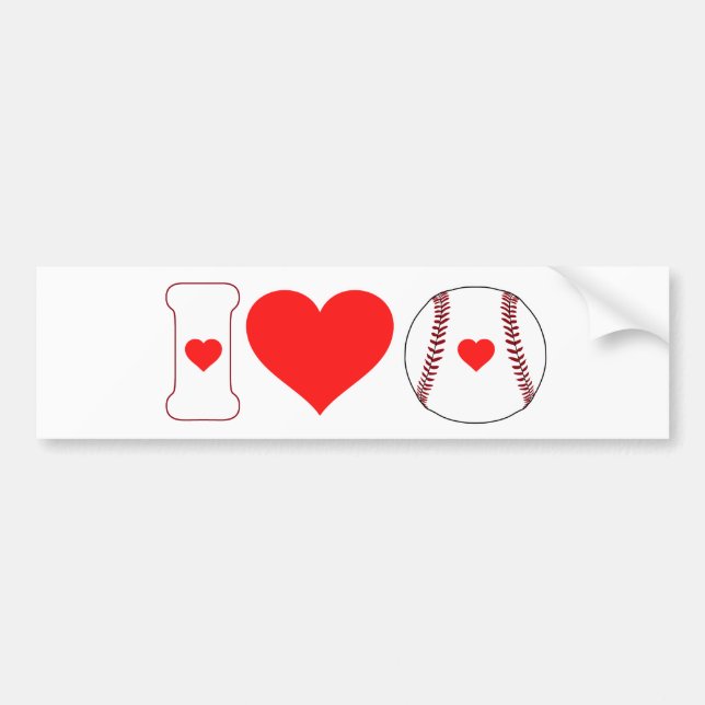 I love baseball  bumper sticker (Front)