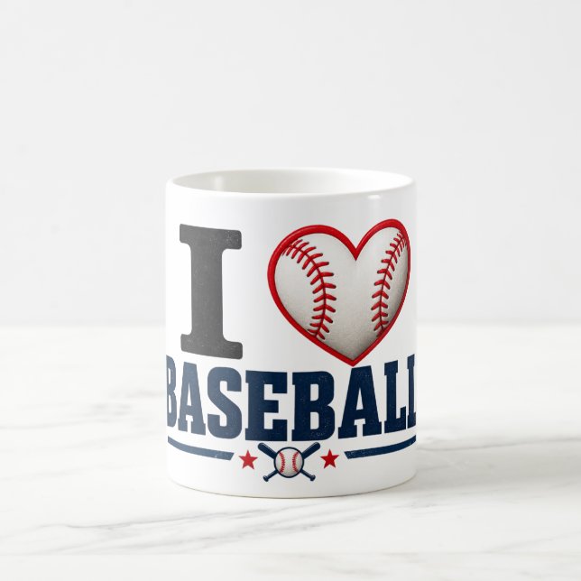 I Love Baseball Coffee Mug | Baseball Player & Fan (Center)