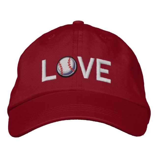 I Love Baseball Embroidered Hat (Front)