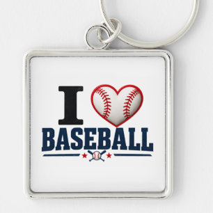 I Love Baseball Keychain Baseball Dad Gift Fat
