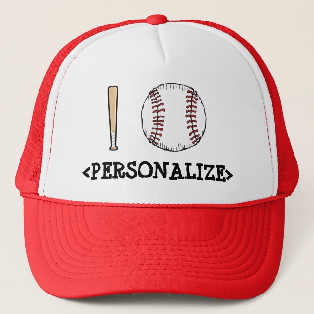 I Love (Baseball), <PERSONALIZE> Trucker Hat (Front)