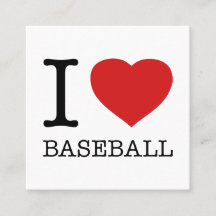 I LOVE BASEBALL SQUARE BUSINESS CARD