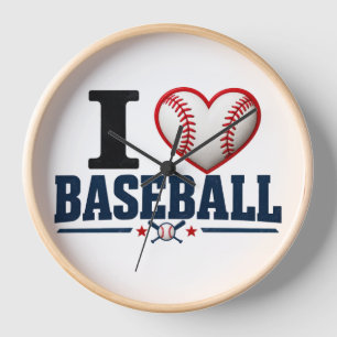 I Love Baseball Wall Clock   Baseball Dad Gift   F
