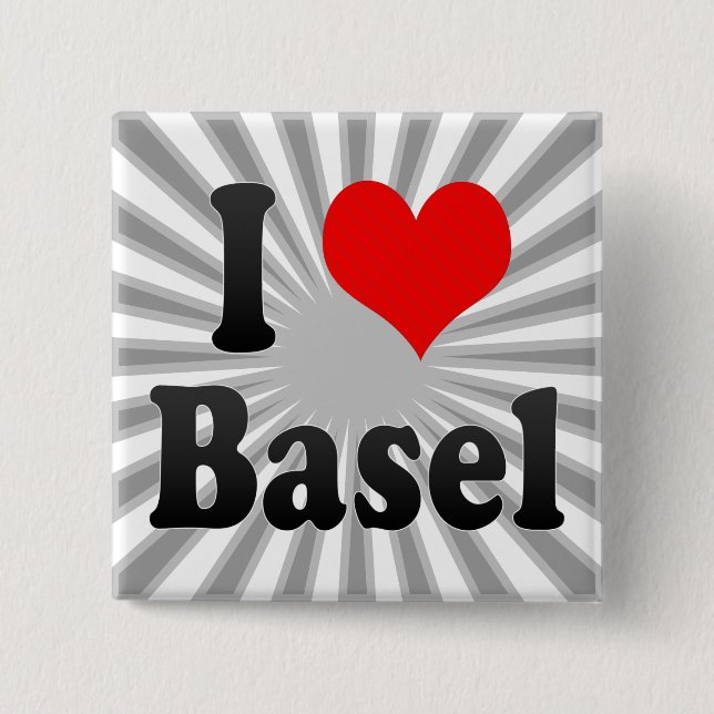I Love Basel, Switzerland 15 Cm Square Badge (Front)