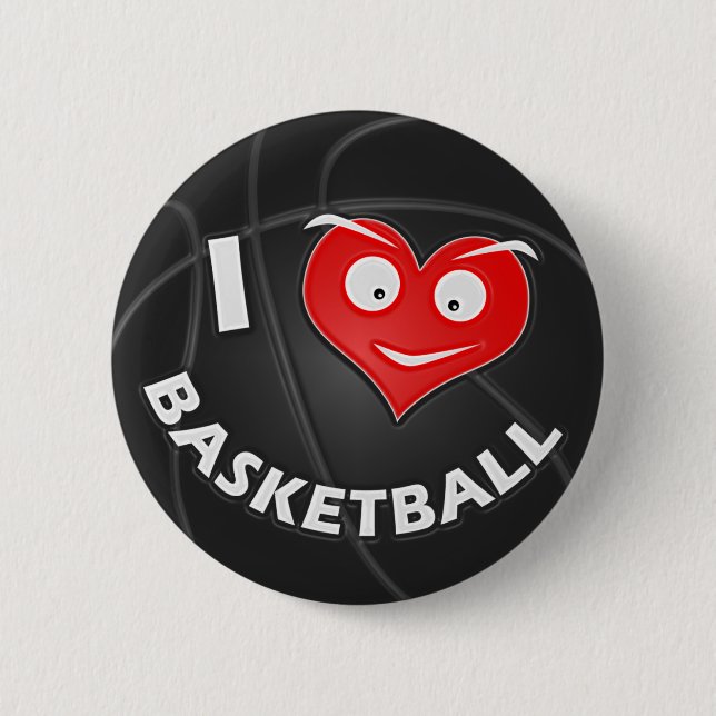 I Love Basketball 6 Cm Round Badge (Front)