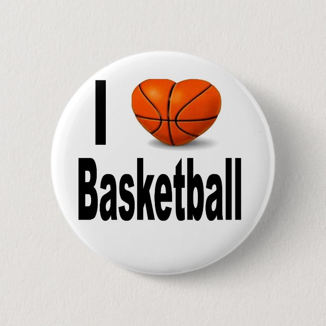 I Love Basketball 6 Cm Round Badge (Front)