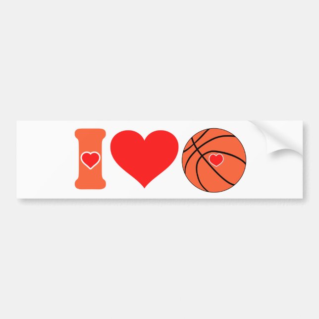 I love basketball  bumper sticker (Front)