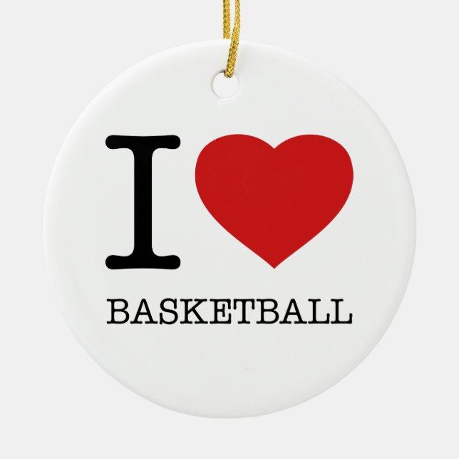 I LOVE BASKETBALL CERAMIC TREE DECORATION (Front)