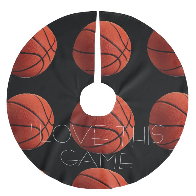 I Love Basketball Close-Up Brushed Polyester Tree Skirt (Front)