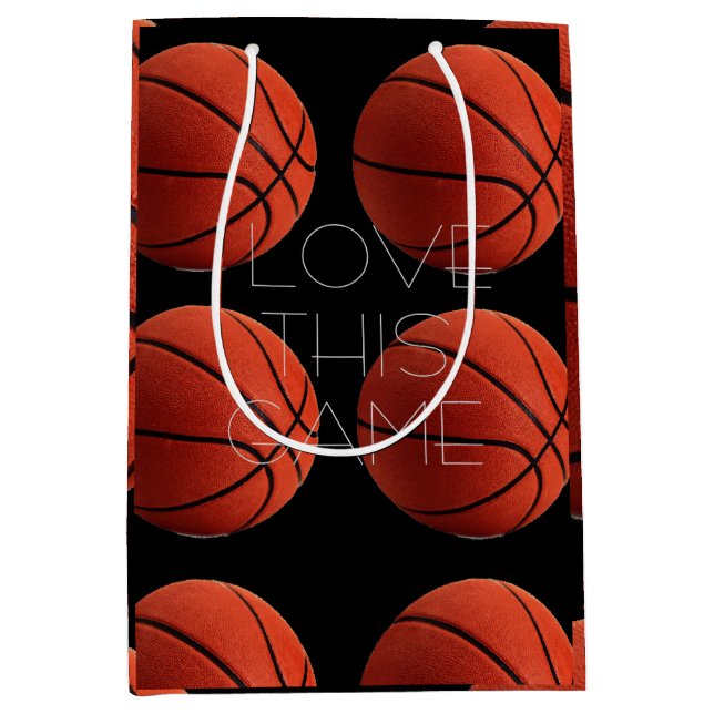 I Love Basketball Close-Up Medium Gift Bag (Front)