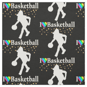 I LOVE BASKETBALL DESIGN FABRIC