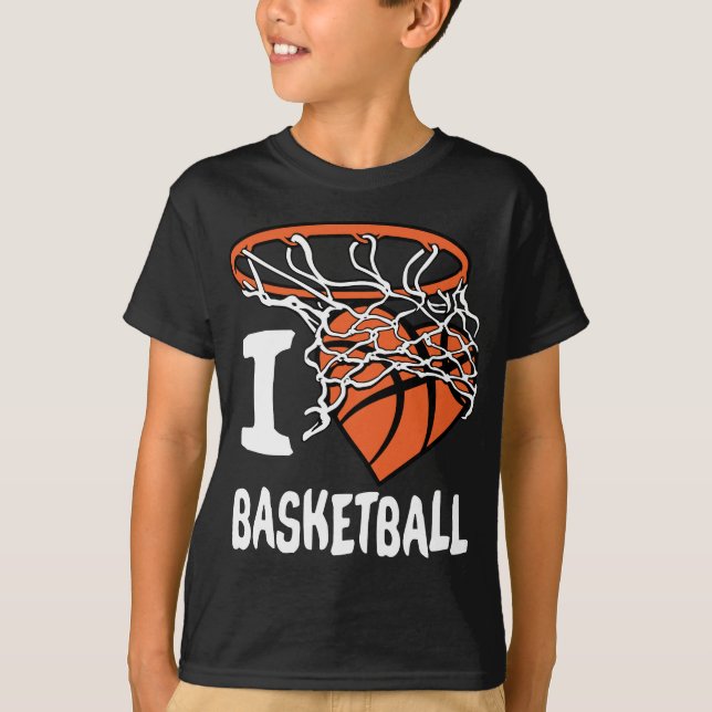 I Love Basketball  Girl & Boys Youth Basketball Ho T-Shirt (Front)