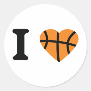 I Love Basketball Heart Classic Round Sticker