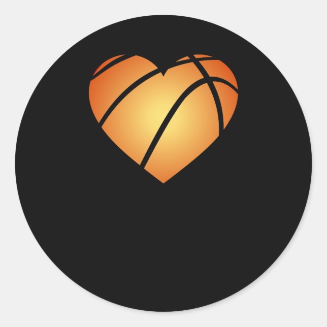 I Love Basketball Heart Valentine's Day Classic Round Sticker (Front)
