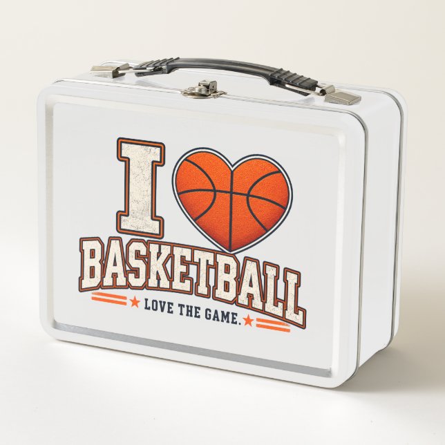I Love Basketball School & Basketball Fan Design Metal Lunch Box (Front)
