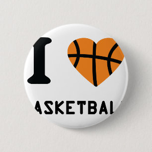 I love basketball symbol 6 cm round badge