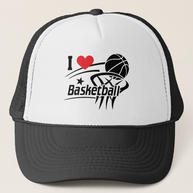 I Love Basketball Trucker Hat (Front)