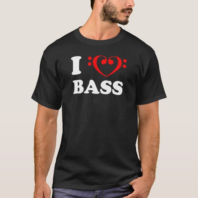 I Love Bass (Bass Clef) T-Shirt (Front)