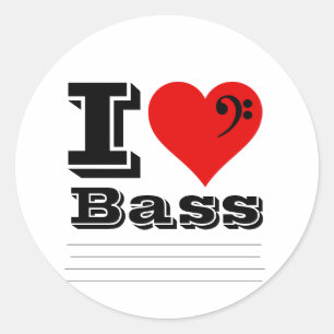 I Love Bass Classic Round Sticker