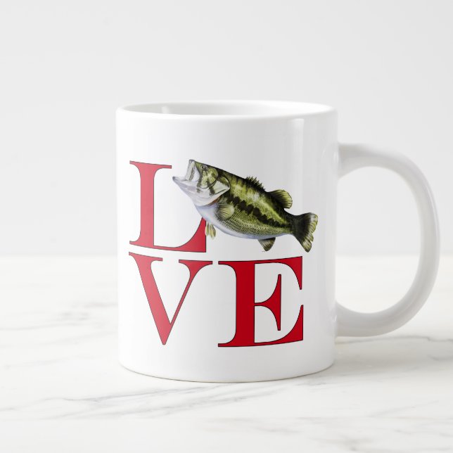 I Love Bass Large Coffee Mug (Right)