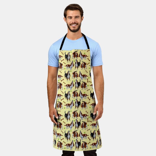 I Love Basset Hound Dogs Apron (Worn)