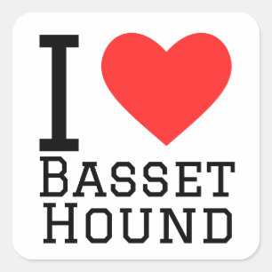 I love basset hound square sticker