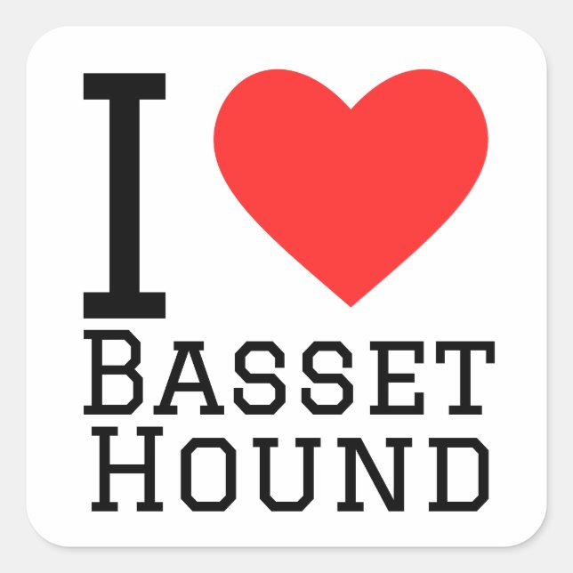I love basset hound square sticker (Front)
