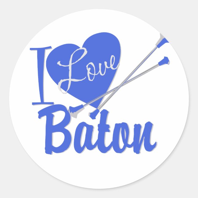 I Love Baton Classic Round Sticker (Front)