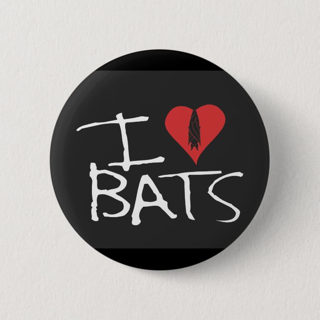 I  love bats black button (Front)