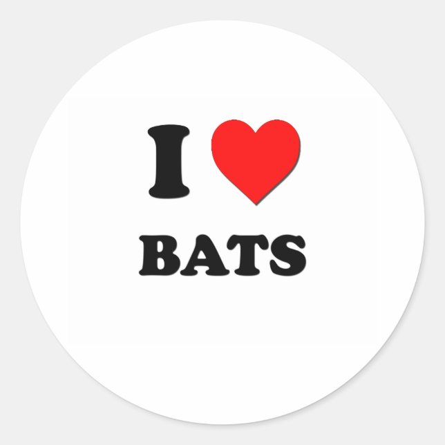 I Love Bats Classic Round Sticker (Front)
