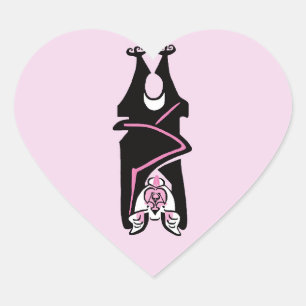 I love BATS- Wildlife - Nature - pink Heart Sticker